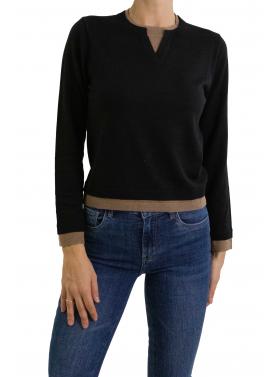 Maglione girocollo bicolore 